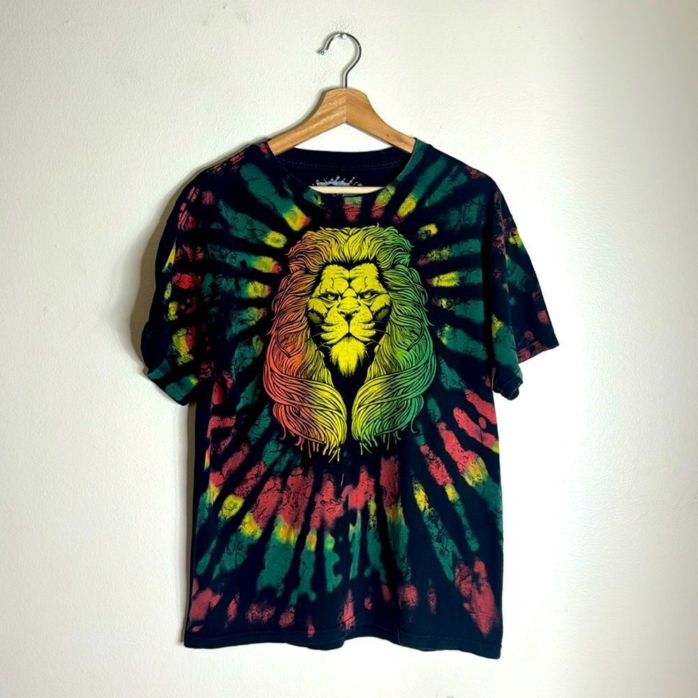 ODM Men's T-Shirt It's About‎ the Art Lion's Head Reggae Print Black SZ large